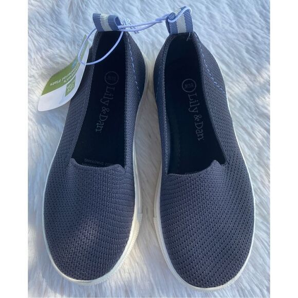 NWT Lily & Dan Toddler Boys SZ 9/10 Navy Blue/White Slip On Shoes - Picture 3 of 10